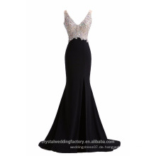Alibaba elegante lange Meerjungfrau neue Designer lila schwarze V-Ausschnitt schwarzlose Abendkleider formale Kleider LE50